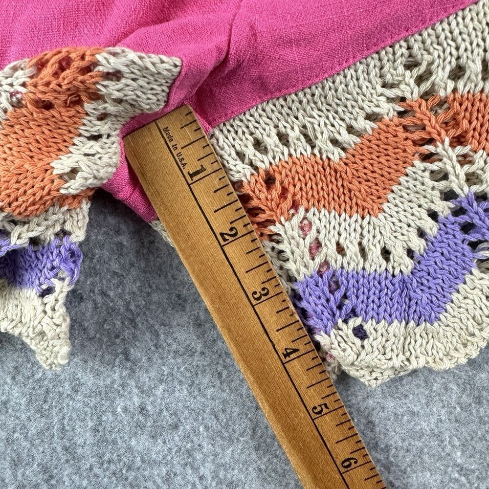 Umgee Shorts Womens M Pink Crochet Knit Scalloped Pull On Linen Blend Boho NEW - Picture 7 of 9